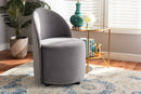 Olinda Gray Velvet Fabric Upholstered Rolling Accent Chair Baxton