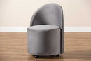 Olinda Gray Velvet Fabric Upholstered Rolling Accent Chair Baxton