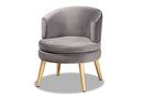 Wheatley Gray Velvet Fabric Upholstered and Gold Accent Chair Baxton