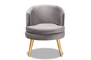 Wheatley Gray Velvet Fabric Upholstered and Gold Accent Chair Baxton