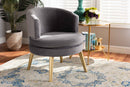 Wheatley Gray Velvet Fabric Upholstered and Gold Accent Chair Baxton