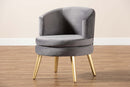 Wheatley Gray Velvet Fabric Upholstered and Gold Accent Chair Baxton