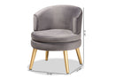 Wheatley Gray Velvet Fabric Upholstered and Gold Accent Chair Baxton