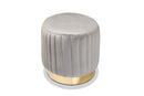 Psinta Gray Velvet Fabric Upholstered and Gold PU Leather Ottoman Baxton