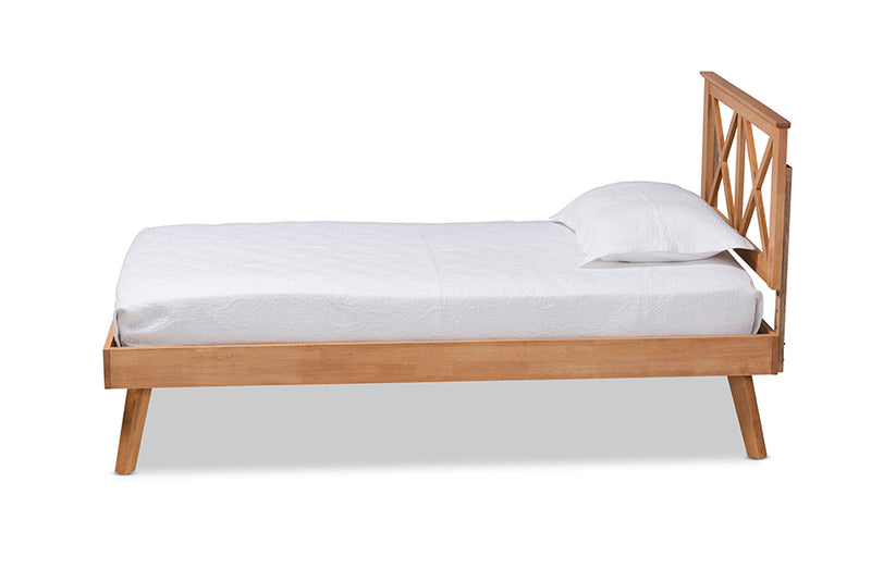 Kasia Modern and Contemporary Brown Finished Wood Twin Size Platform Bed