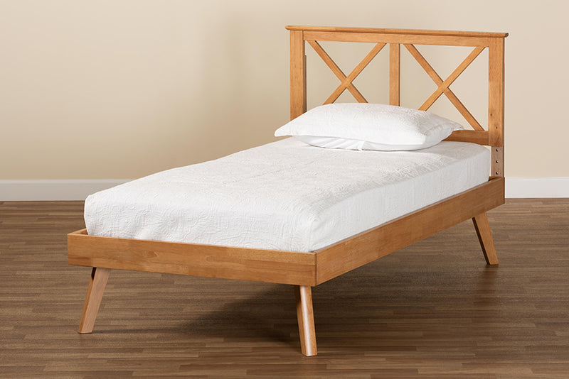 Kasia Modern and Contemporary Brown Finished Wood Twin Size Platform Bed