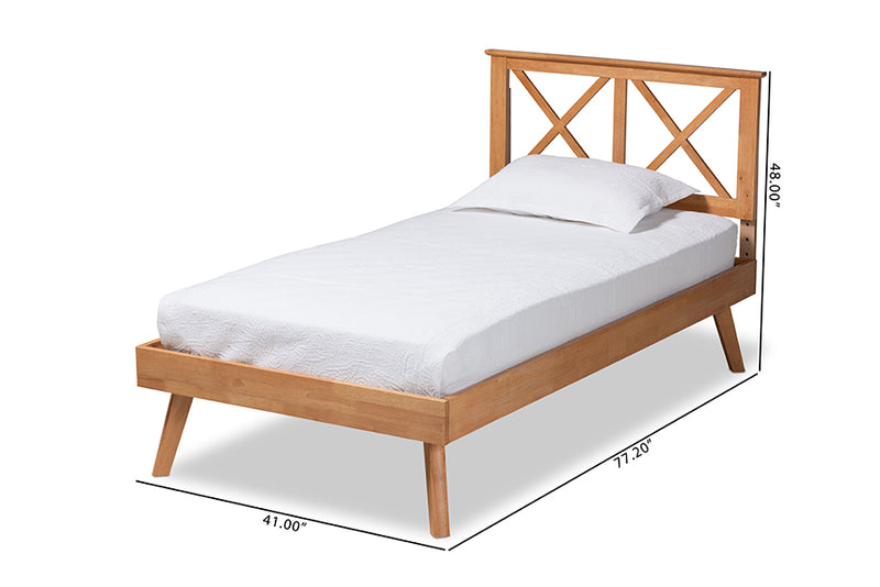 Kasia Modern and Contemporary Brown Finished Wood Twin Size Platform Bed