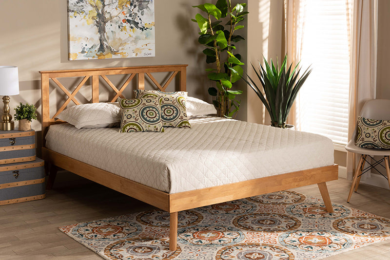 Kasia Modern and Contemporary Brown Finished Wood Full Size Platform Bed