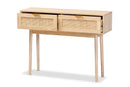 Malle Light Oak Brown and Rattan 2-Drawer Console Table Baxton