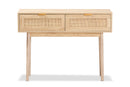 Malle Light Oak Brown and Rattan 2-Drawer Console Table Baxton