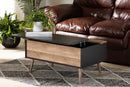 Catherine Two-Tone Black and Rustic Brown Lift Top Coffee Table Baxton
