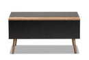 Catherine Two-Tone Black and Rustic Brown Lift Top Coffee Table Baxton