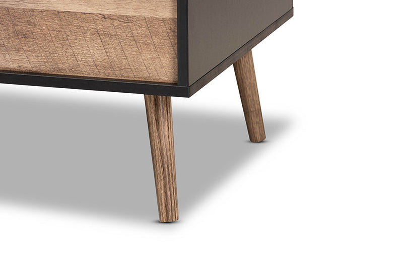 Catherine Two-Tone Black and Rustic Brown Lift Top Coffee Table Baxton