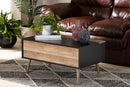Catherine Two-Tone Black and Rustic Brown Lift Top Coffee Table Baxton