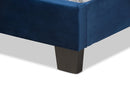 Deacon Glam Navy Blue Velvet Fabric Upholstered Twin Size Panel Bed Baxton