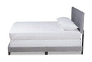 Deacon Glam Gray Velvet Fabric Upholstered Queen Size Panel Bed Baxton