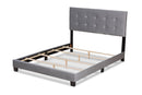 Deacon Glam Gray Velvet Fabric Upholstered Queen Size Panel Bed Baxton