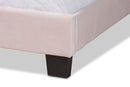 Auburn Glam Light Pink Velvet Fabric Upholstered Queen Size Panel Bed Baxton