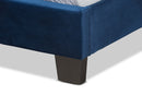 Auburn Glam Navy Blue Velvet Fabric Upholstered Twin Size Panel Bed Baxton