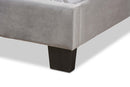 Auburn Glam Gray Velvet Fabric Upholstered Twin Size Panel Bed Baxton