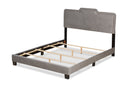Auburn Glam Gray Velvet Fabric Upholstered Queen Size Panel Bed Baxton