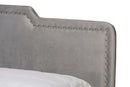 Auburn Glam Gray Velvet Fabric Upholstered Queen Size Panel Bed Baxton