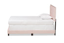 Ubud Glam Light Pink Velvet Fabric Upholstered Twin Size Panel Bed Baxton