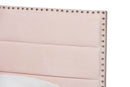Ubud Glam Light Pink Velvet Fabric Upholstered Twin Size Panel Bed Baxton