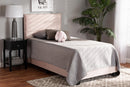 Ubud Glam Light Pink Velvet Fabric Upholstered Twin Size Panel Bed Baxton