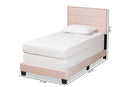 Ubud Glam Light Pink Velvet Fabric Upholstered Twin Size Panel Bed Baxton