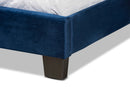 Ubud Glam Navy Blue Velvet Fabric Upholstered Queen Size Panel Bed Baxton