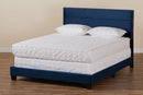 Ubud Glam Navy Blue Velvet Fabric Upholstered Queen Size Panel Bed Baxton