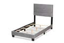 Ubud Glam Gray Velvet Fabric Upholstered Twin Size Panel Bed Baxton