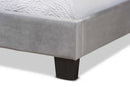 Ubud Glam Gray Velvet Fabric Upholstered Twin Size Panel Bed Baxton