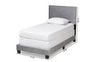 Ubud Glam Gray Velvet Fabric Upholstered Twin Size Panel Bed Baxton
