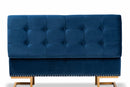 Carville Navy Blue Velvet Fabric Gold Finished Metal Storage Ottoman Baxton