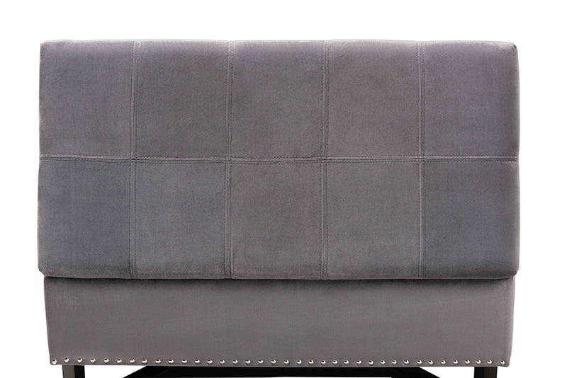 Barrington Modern and Contemporary Gray Velvet Fabric Upholstered and Dark Brown Finished Wood Storage Ottoman