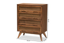 Flint Walnut Brown and Synthetic Rattan 4-Drawer Chest Baxton