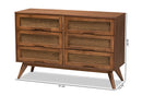 Flint Walnut Brown and Synthetic Rattan 6-Drawer Dresser Baxton