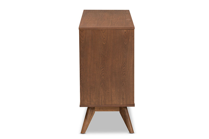 Flint Walnut Brown and Synthetic Rattan 6-Drawer Dresser Baxton
