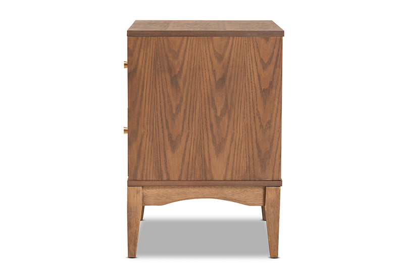 Quincia Mid-Century Modern Ash Walnut Finished Wood 2-Drawer Nightstand