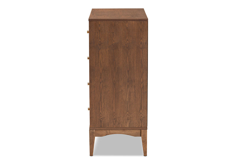 Quincia Ash Walnut 4-Drawer Chest Baxton