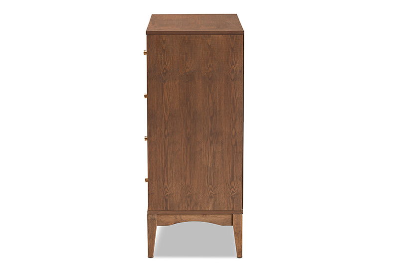 Quincia Mid-Century Modern Ash Walnut Finished Wood 4-Drawer Chest