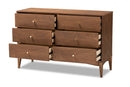 Quincia Ash Walnut 6-Drawer Dresser Baxton