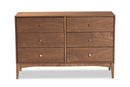Quincia Ash Walnut 6-Drawer Dresser Baxton