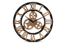 Alma Industrial Style Black and Distressed Brown Wall Clock Baxton