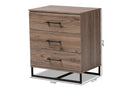 Mateo Rustic Oak 3-Drawer Storage Chest Baxton