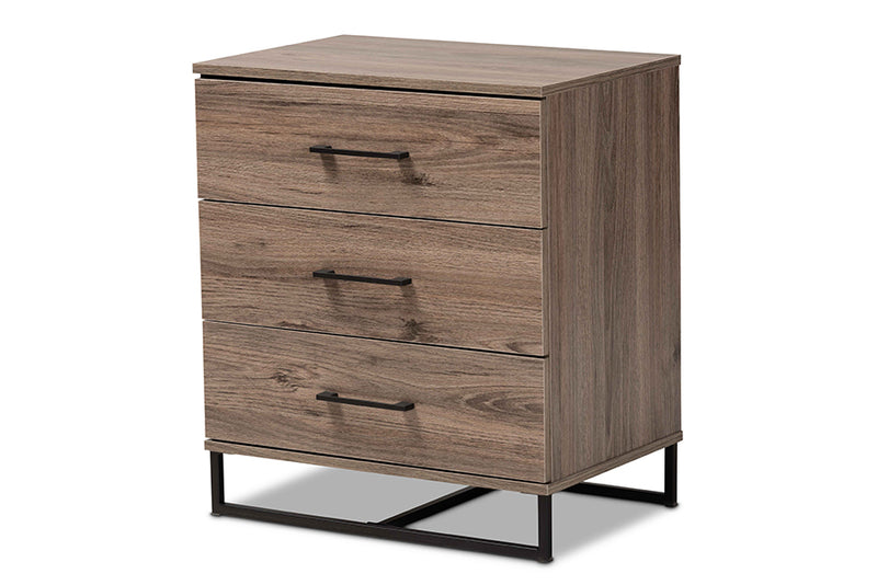 Mateo Modern and Contemporary Rustic Oak Finished Wood 3-Drawer Storage Chest