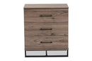 Mateo Rustic Oak 3-Drawer Storage Chest Baxton