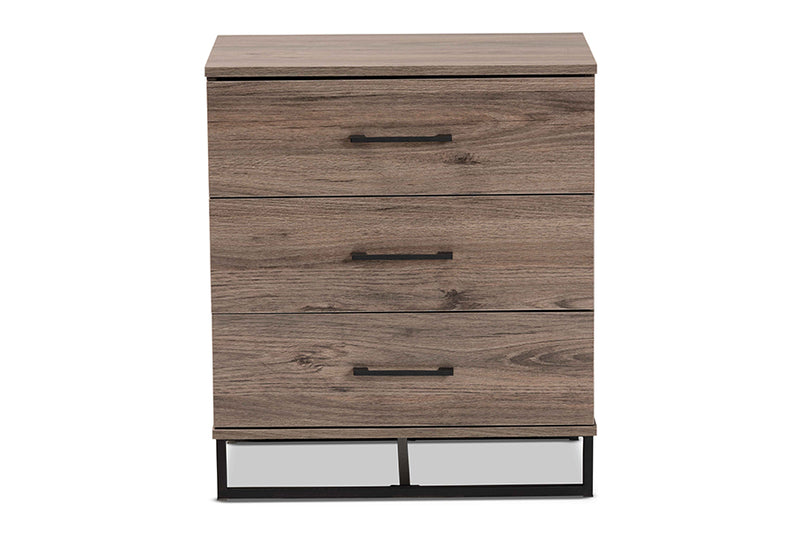 Mateo Modern and Contemporary Rustic Oak Finished Wood 3-Drawer Storage Chest